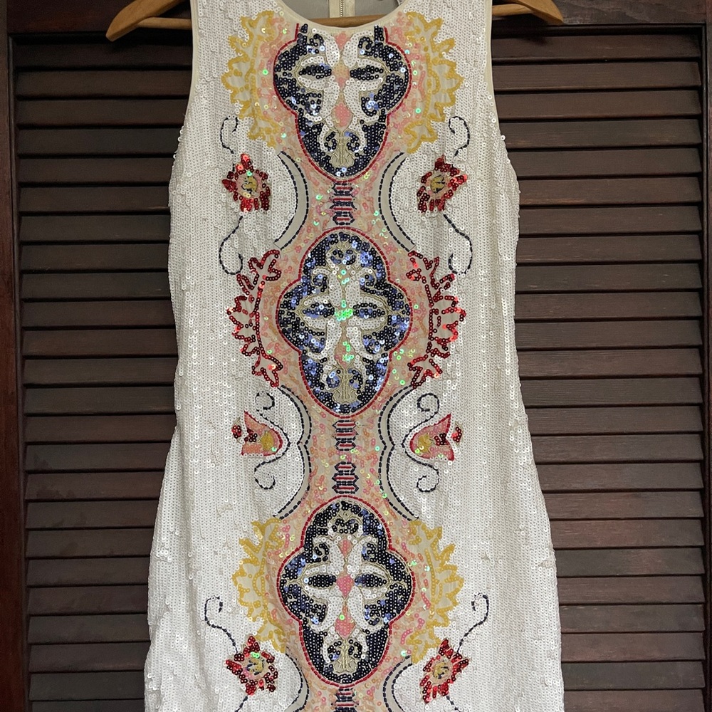 Embroidered Sleeveless Sequin Dress